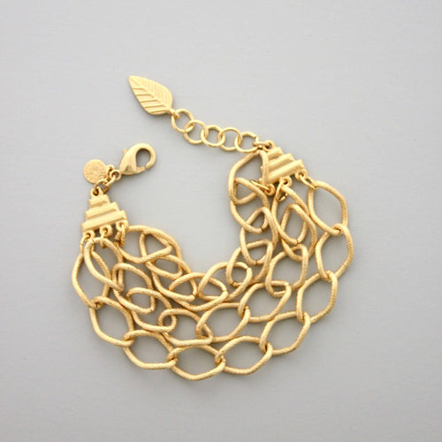 18k matte gold triple strand chain bracelet DORB27