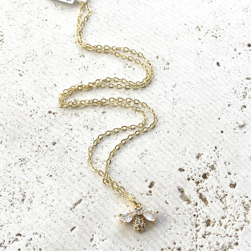 Bee necklace dainty jewelry crystal gold necklace