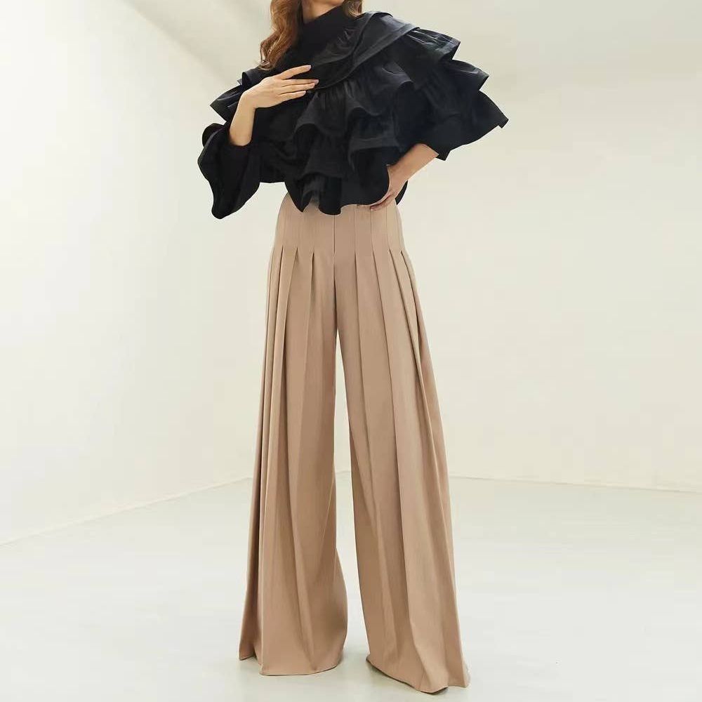 High-Waist Pleated Wide-Leg Pants - Summer Chic
