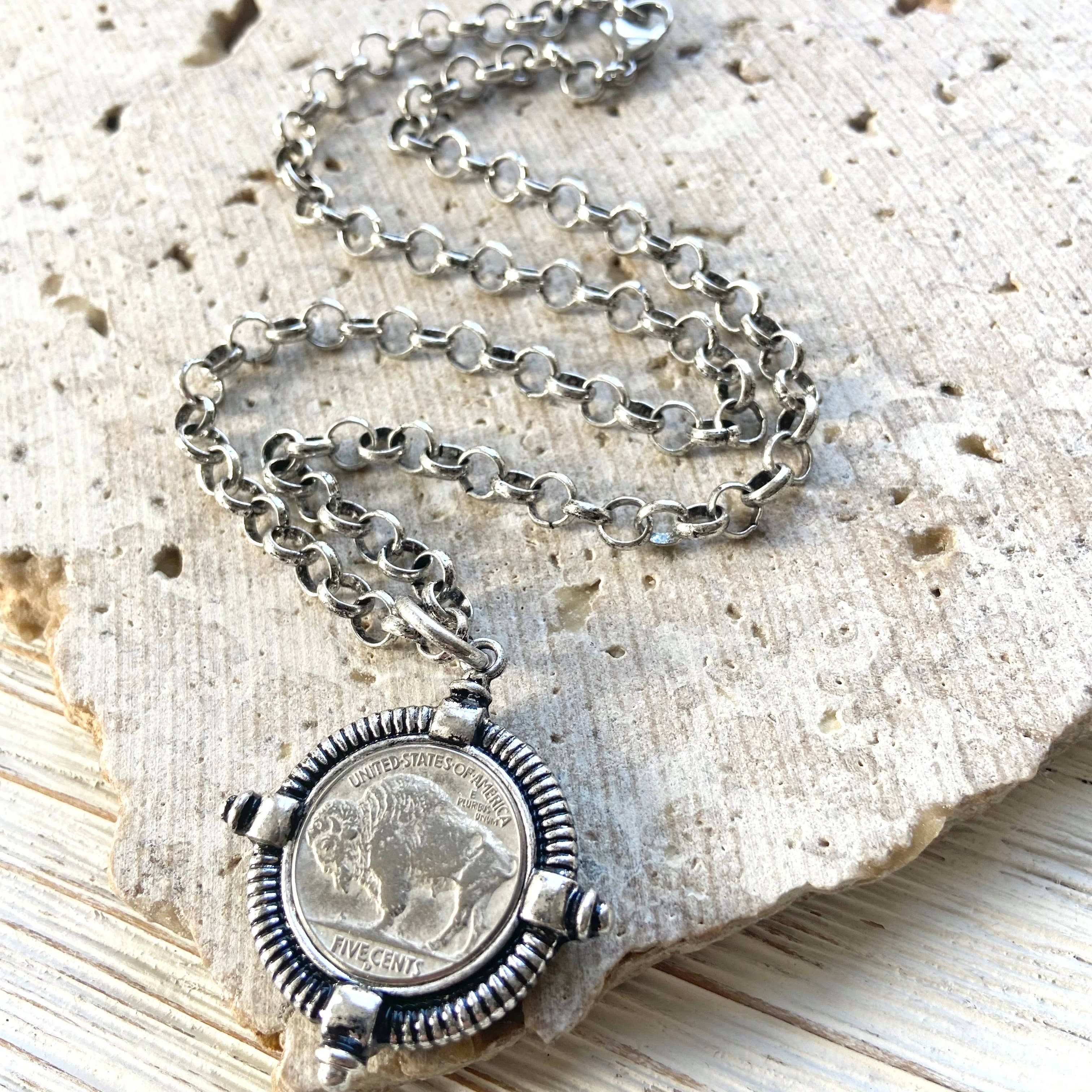 Buffalo coin necklace  Montana Colorado Idaho jewlery