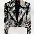 Luxurious Hand-Embroidered Beaded Diamond Short Coat