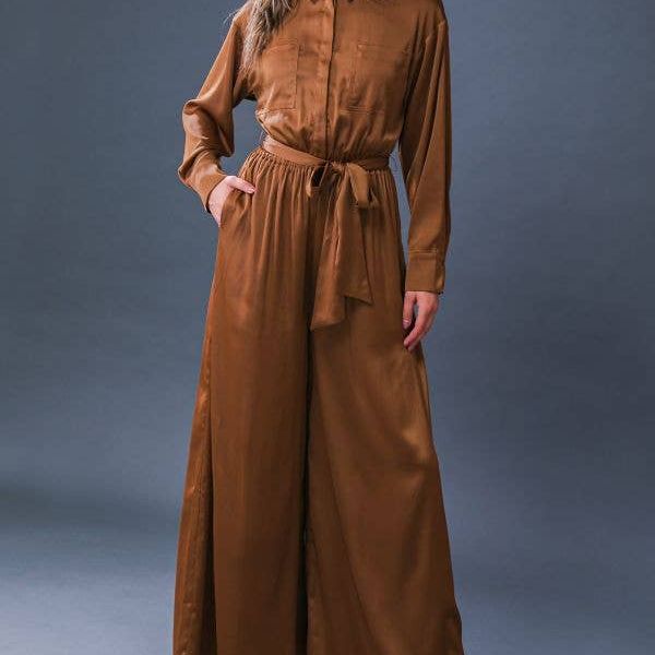 A solid woven jumpsuit