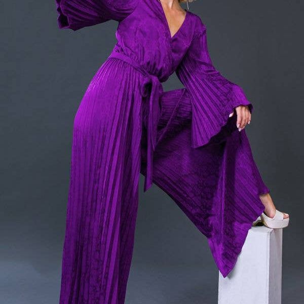 A jacquard woven satin jumpsuit