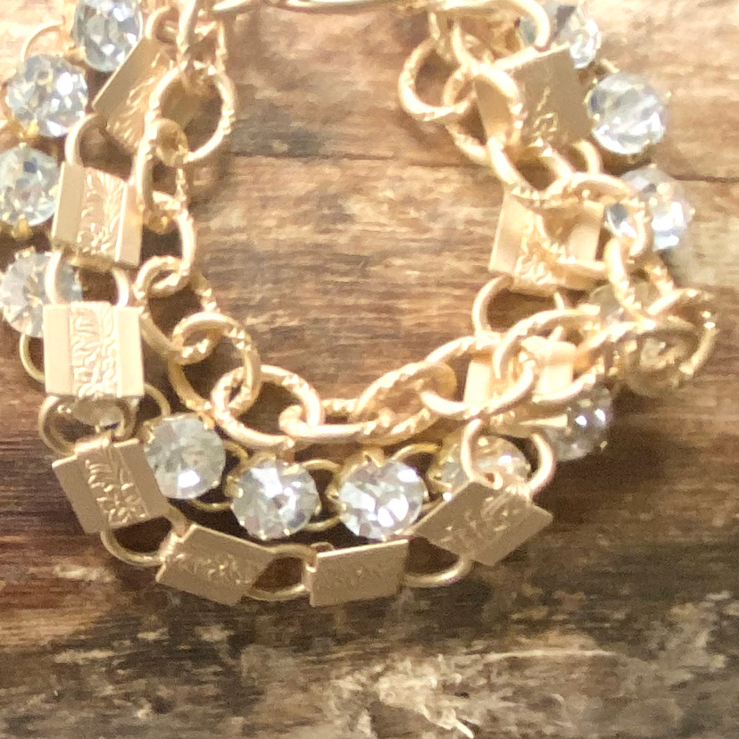 Crystal Bracelet Multi Chain Statement Jewelry Vintage Style