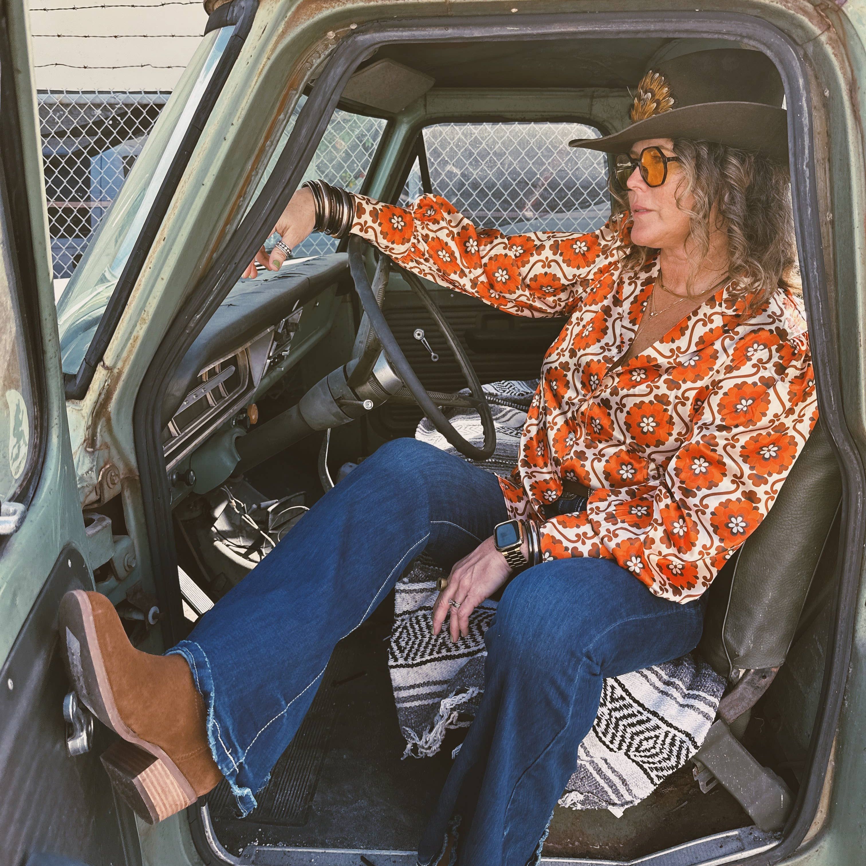 Going to California Large Poppy Flower Blouse