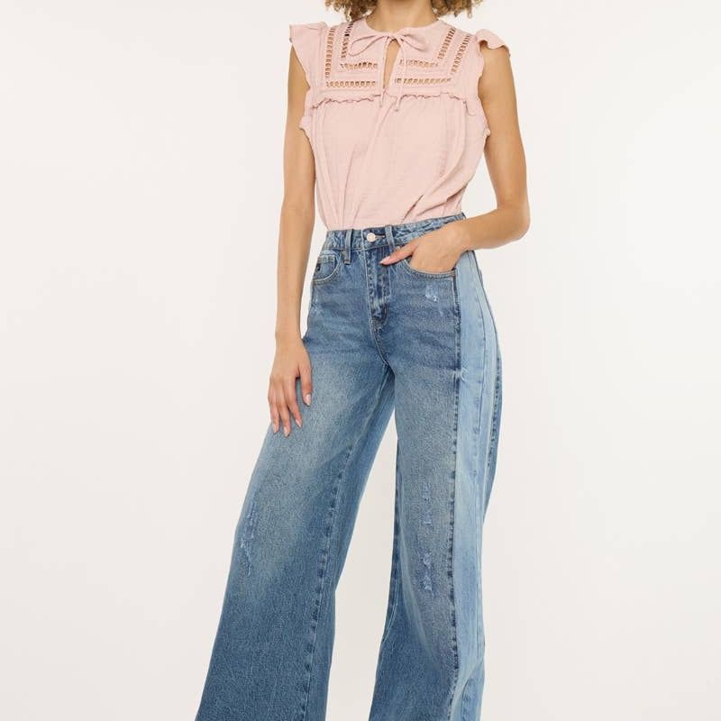 OPEN PACK HIGH RISE WIDE LEG JEANS-KC5521M