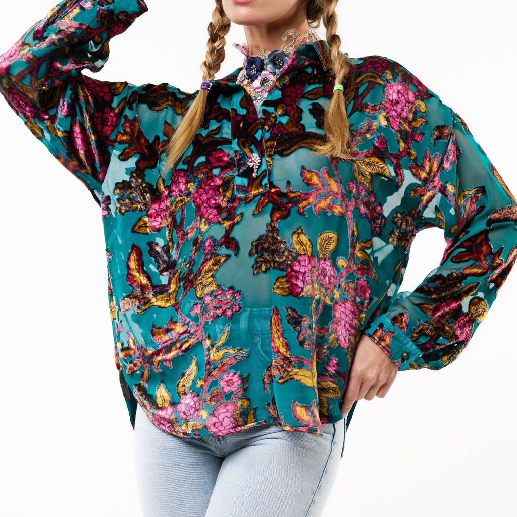 Holiday Jewels Burnout Velvet Blouse