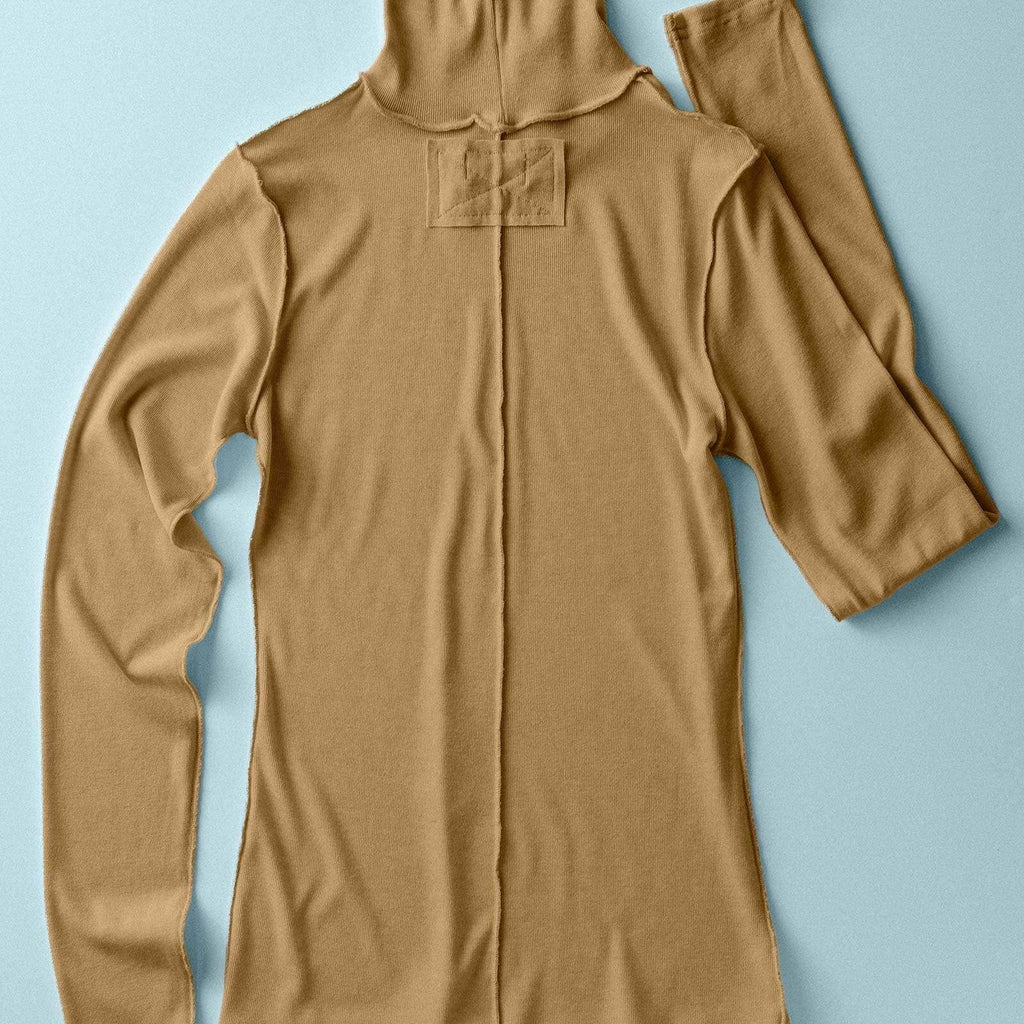Contrast Seam Turtleneck Knit Top