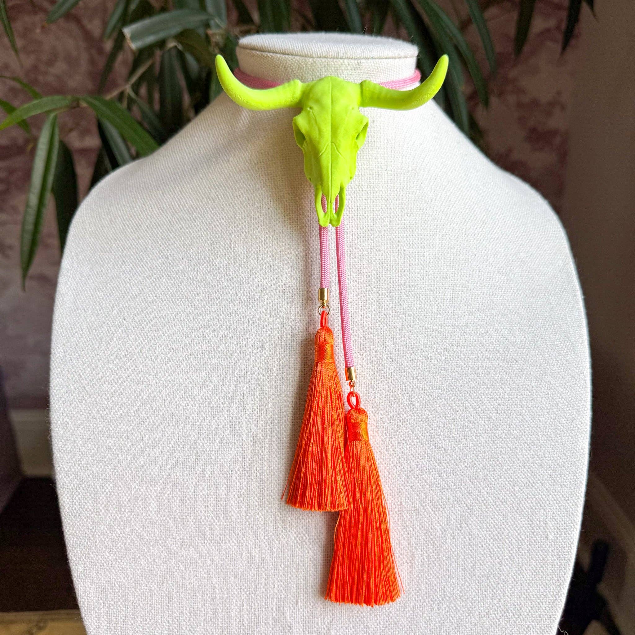 Longhorn Bolo Lime Green with Bubblegum Pink & Orange