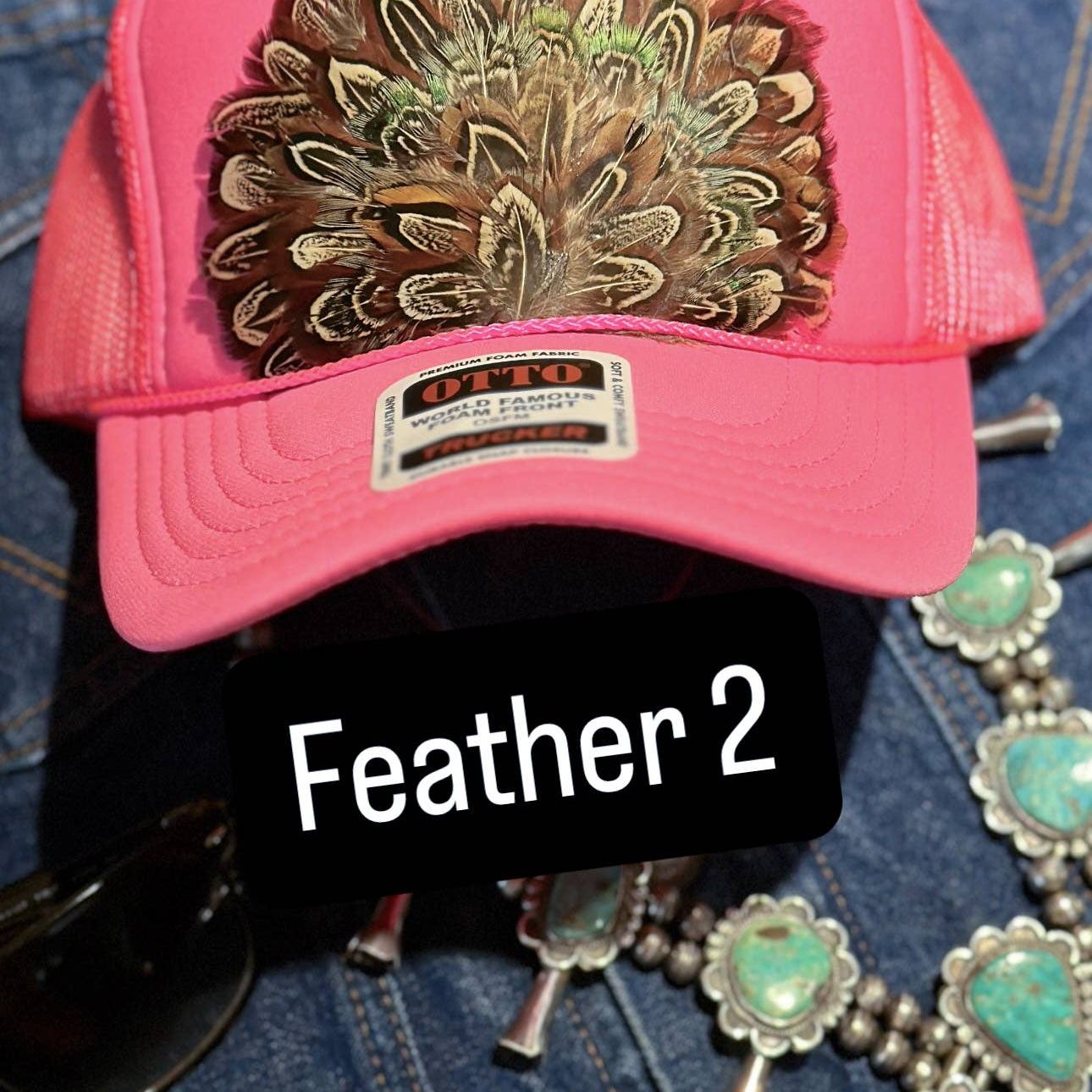 HOT PINK FEATHER TRUCKER HAT