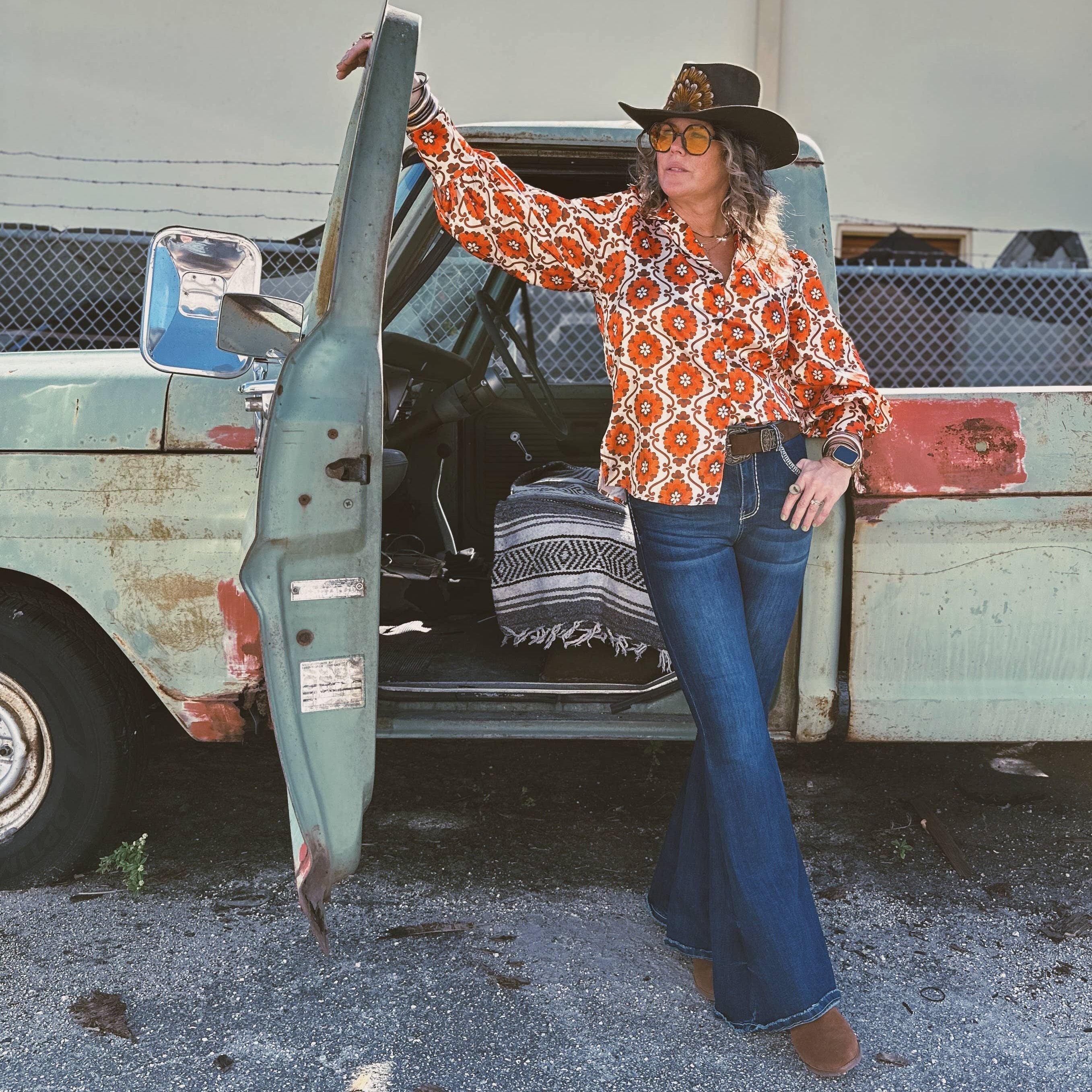 Going to California Large Poppy Flower Blouse