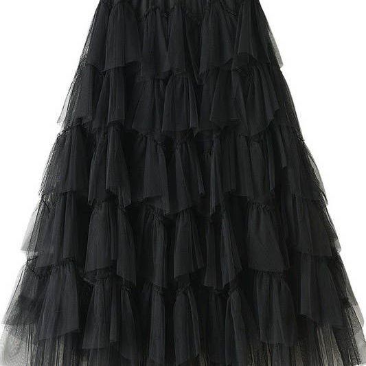 Tiered chiffon midi skirt