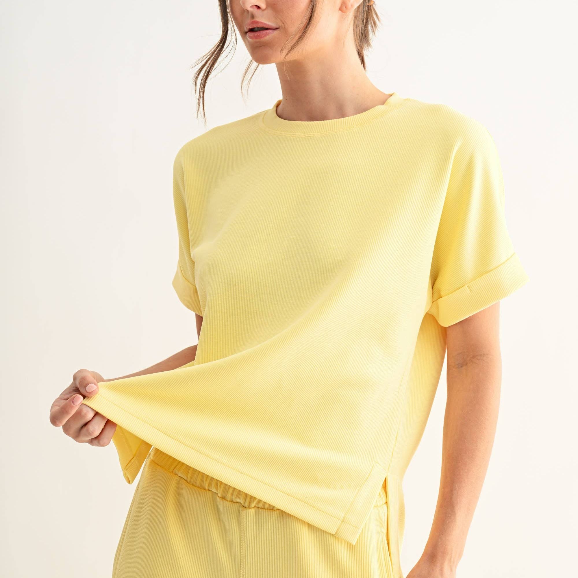 Luxe Sand Wash Rib Lounge Tee