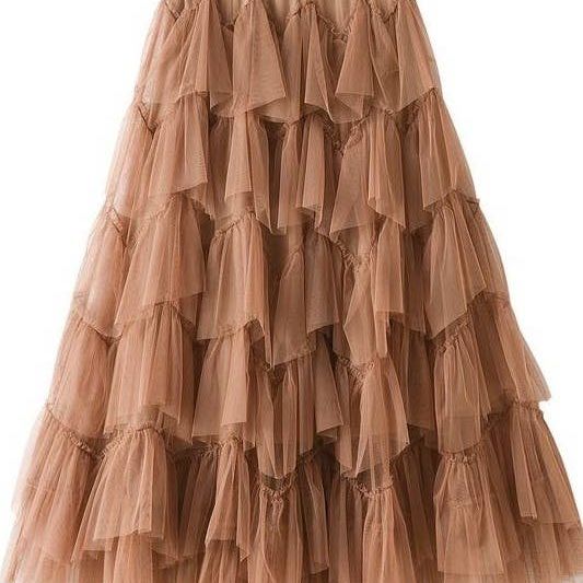 Tiered chiffon midi skirt