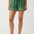 Contrast Trim Linen Shorts