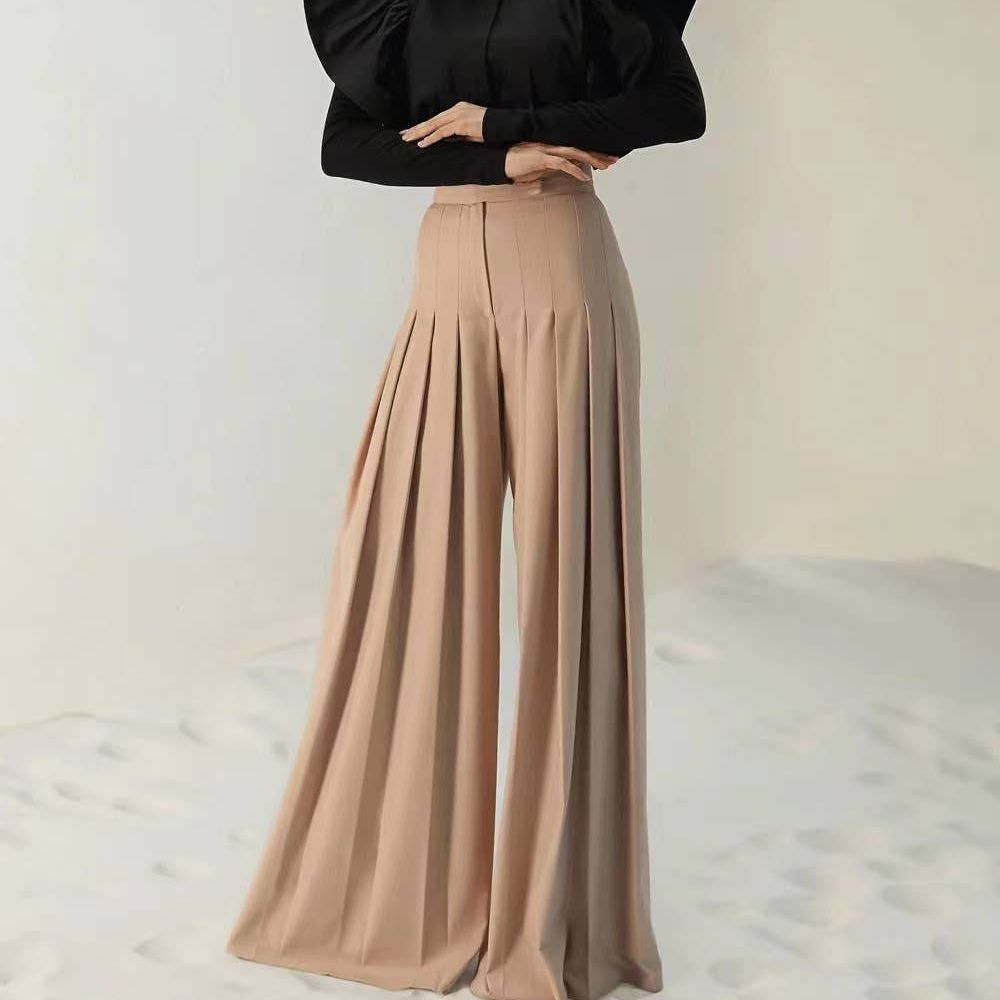 High-Waist Pleated Wide-Leg Pants - Summer Chic