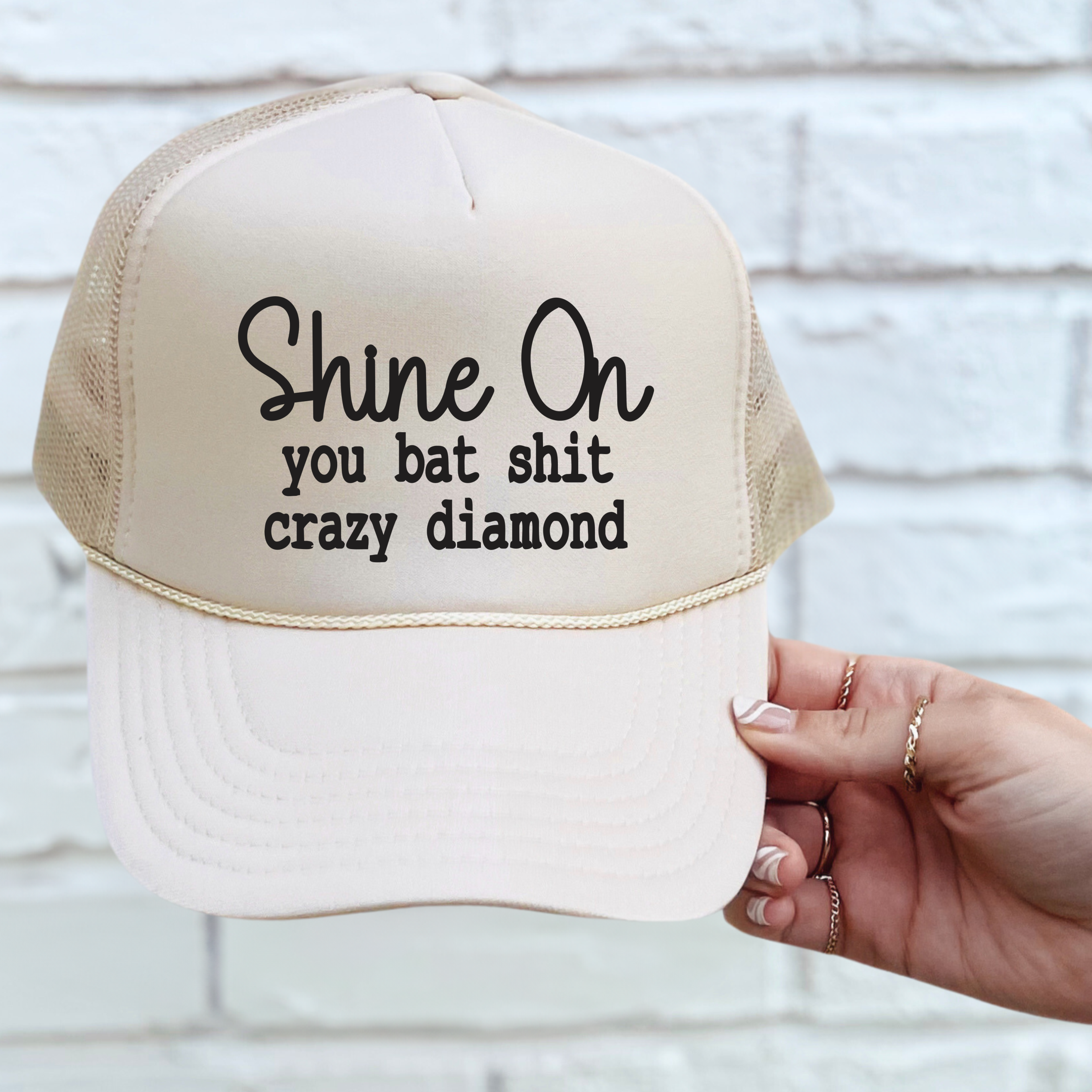 Shine On You Batshit Crazy Diamond TRUCKER CAP TAN