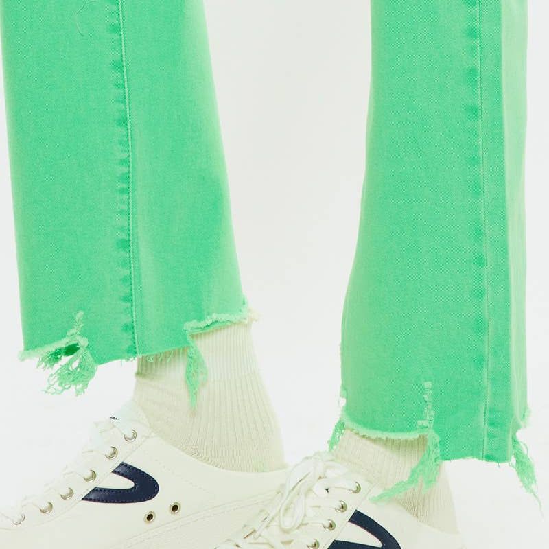 High Rise Slim Wide Leg Neon Green