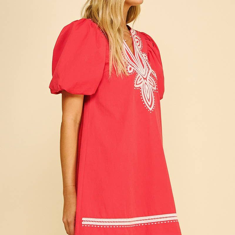 EMBROIDERED DETAIL MINI DRESS