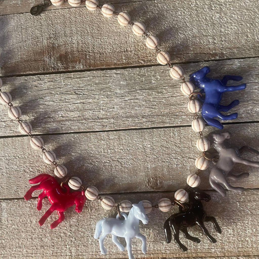 Pony Horse Club Necklace on Cream Beads 