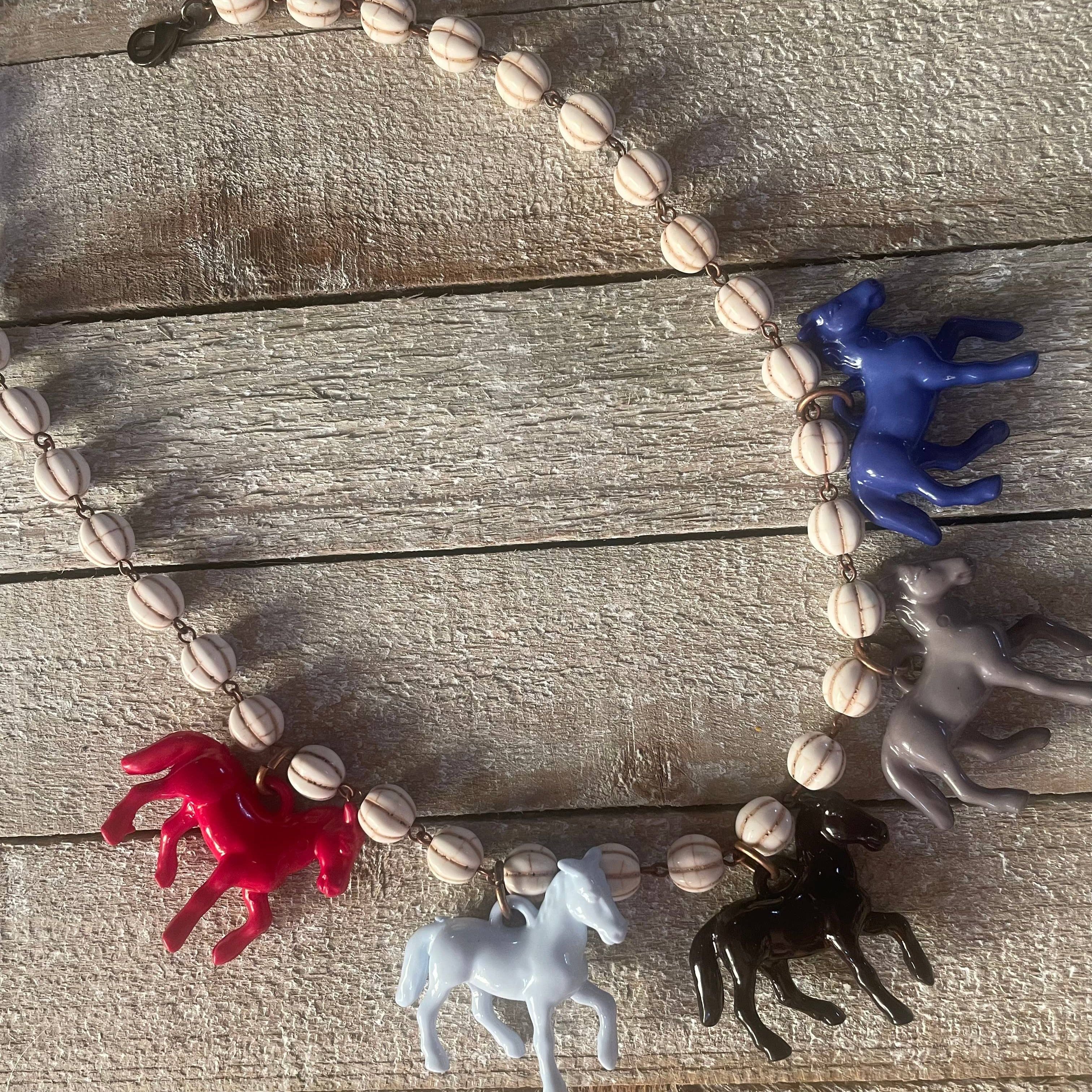 Pony Horse Club Necklace on Cream Beads 