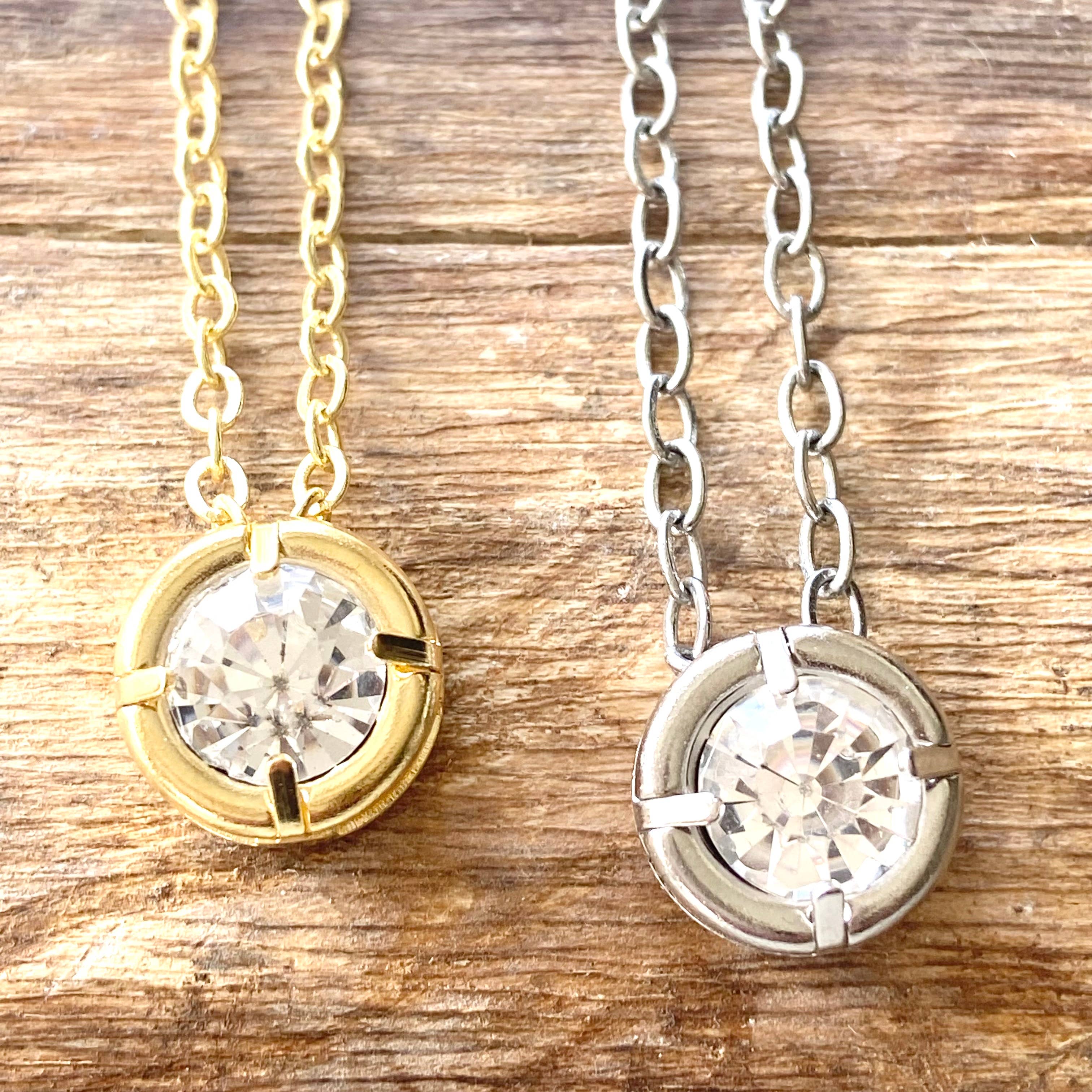 Crystal necklace minimalist layering boutique salon jewelry