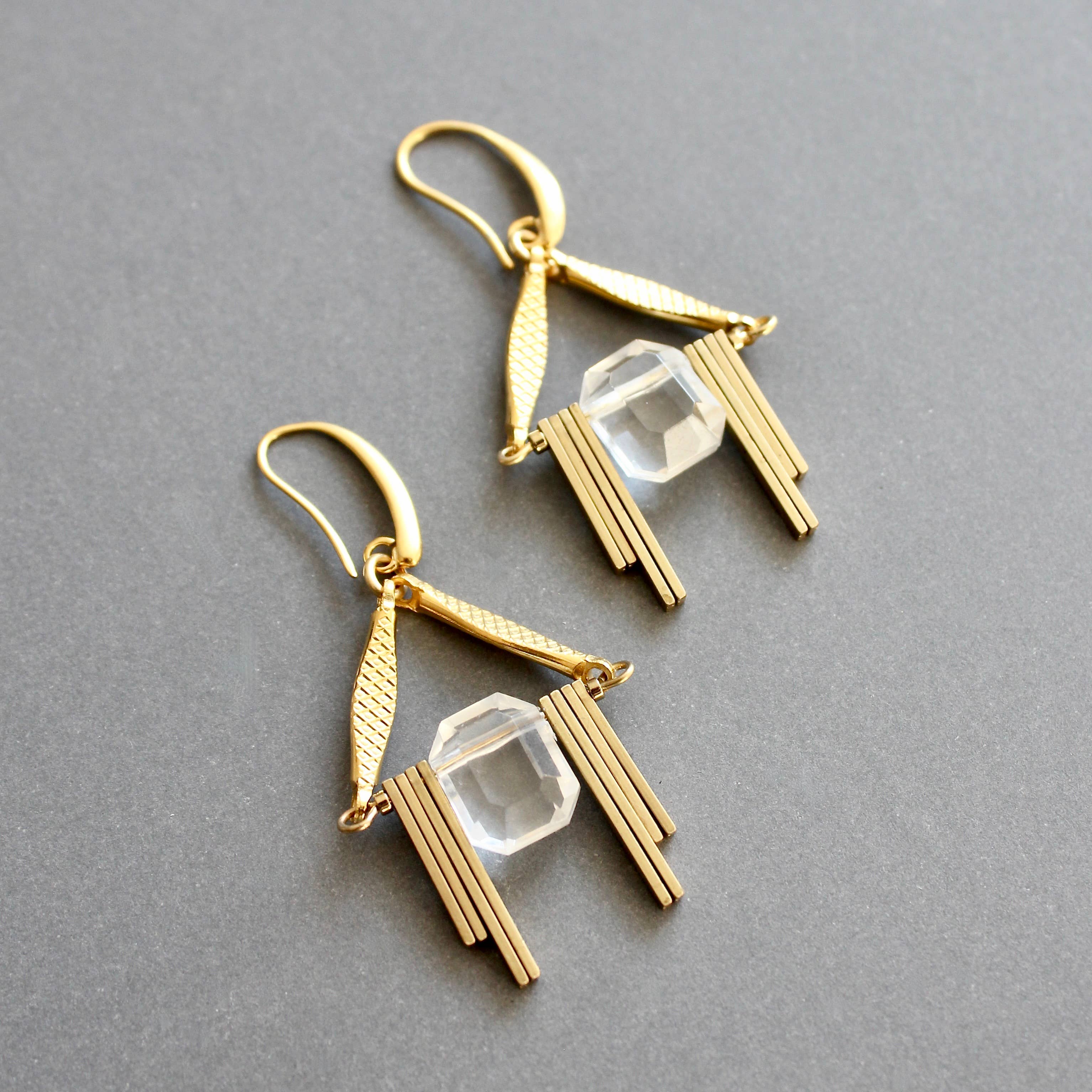 Acrylic and brass geometric earrings- ISLE20