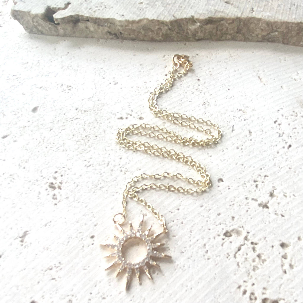 Sun celestial necklace minimalist boutique salon jewelry