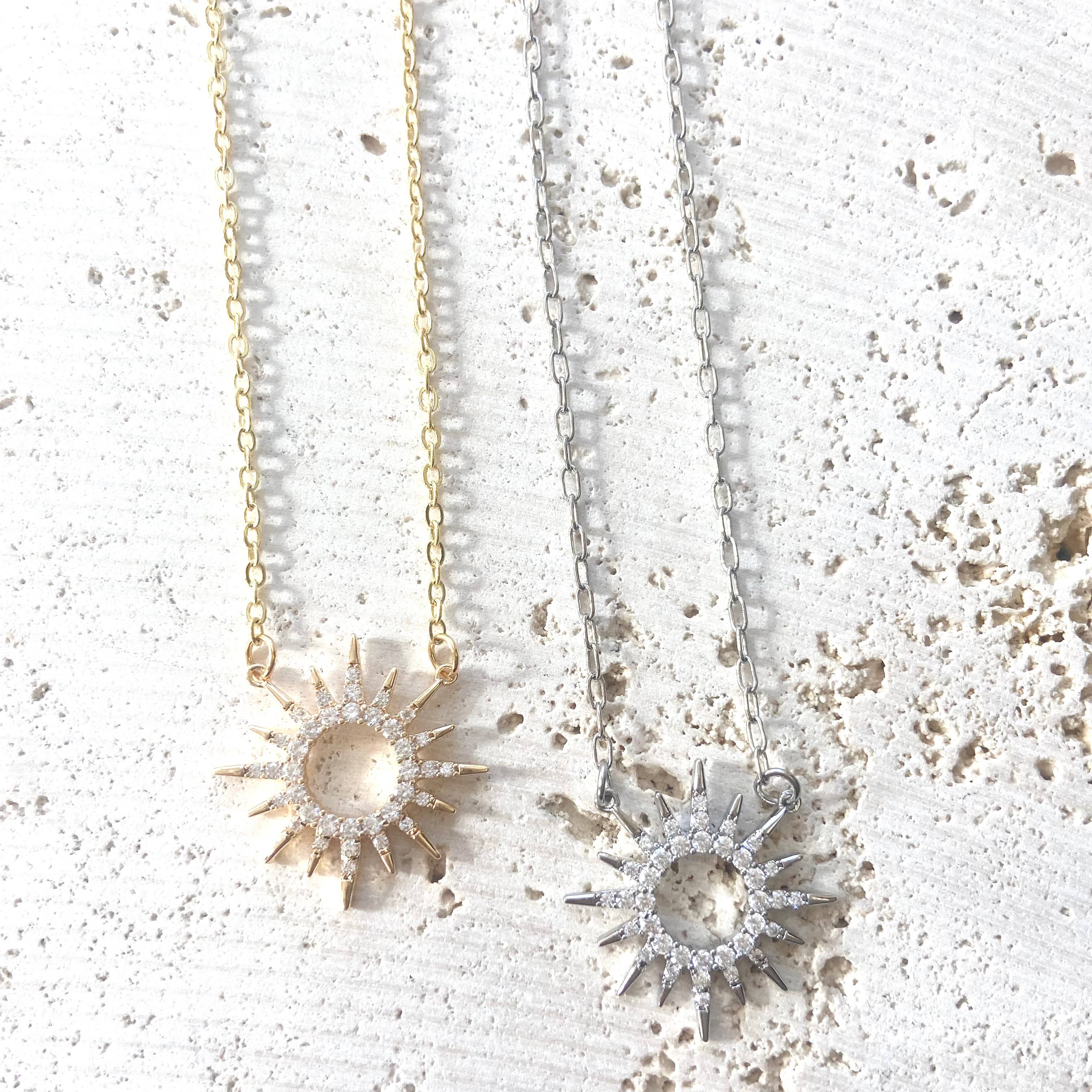 Sun celestial necklace minimalist boutique salon jewelry