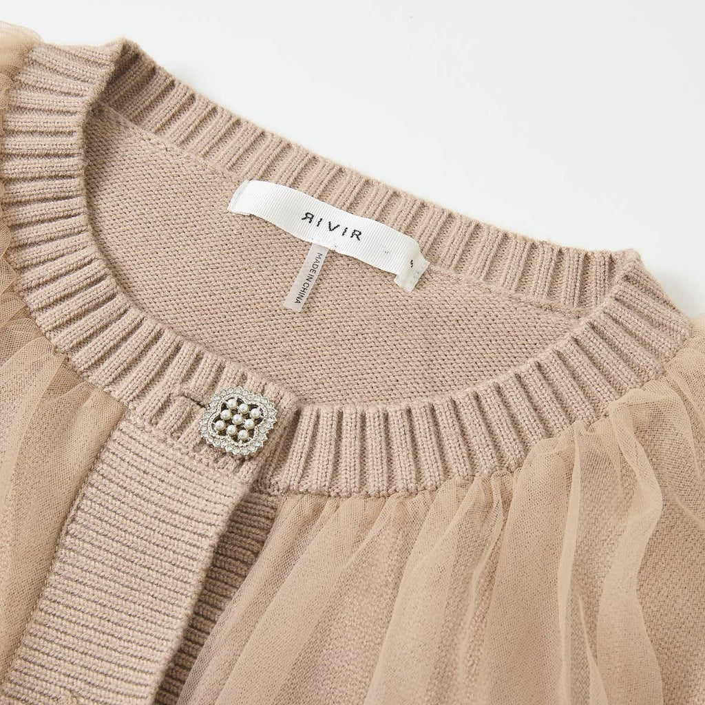 Marielle Crew-Neck Tulle Cardigan