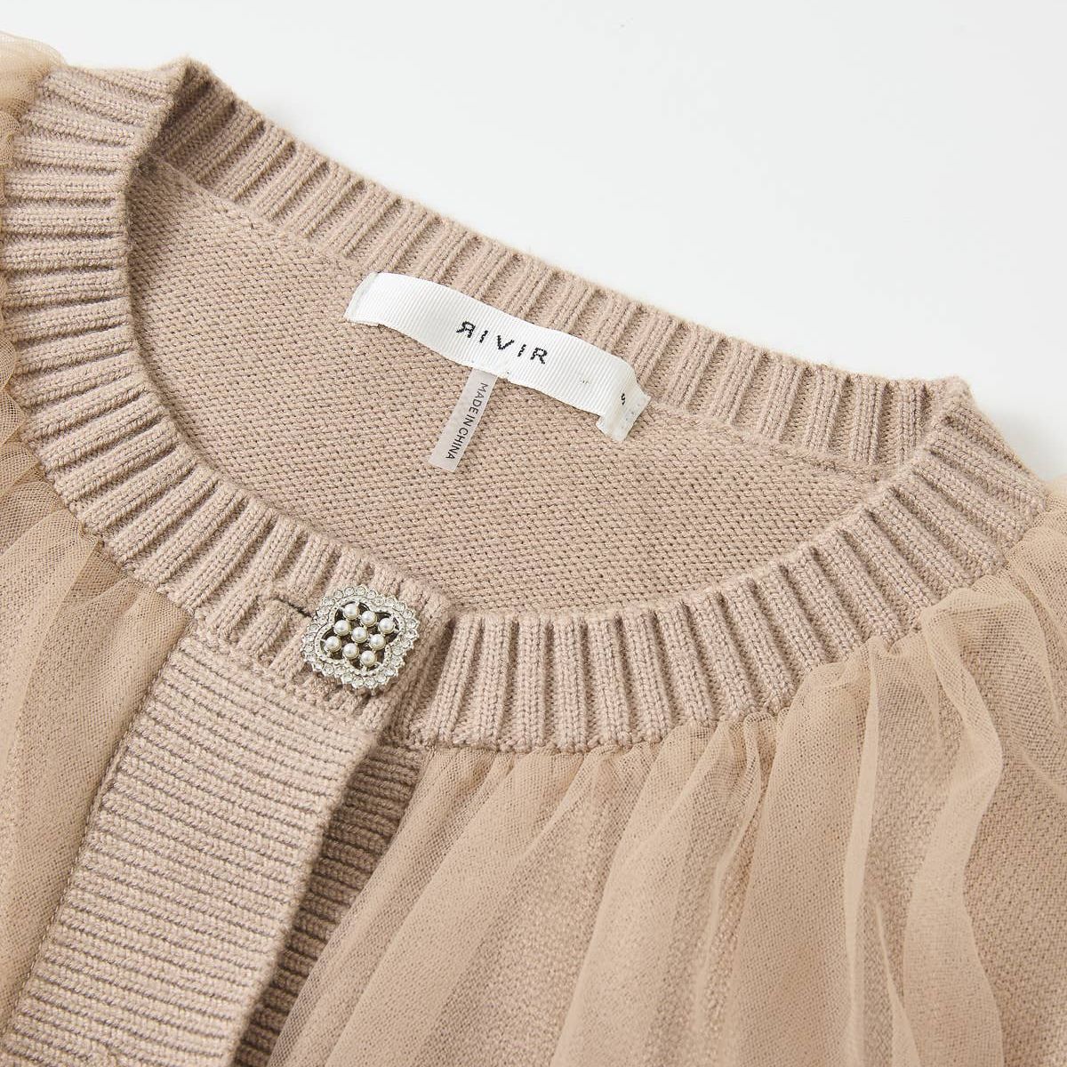 Marielle Crew-Neck Tulle Cardigan