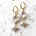 Crystal star earrings hoop boutique salon jewelry