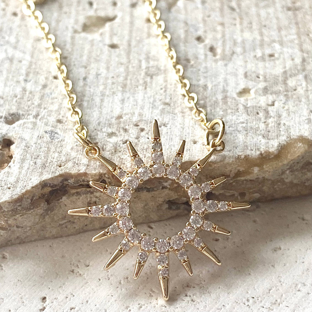 Sun celestial necklace minimalist boutique salon jewelry
