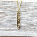 Blessed necklace dainty jewelry crystal gold word necklace
