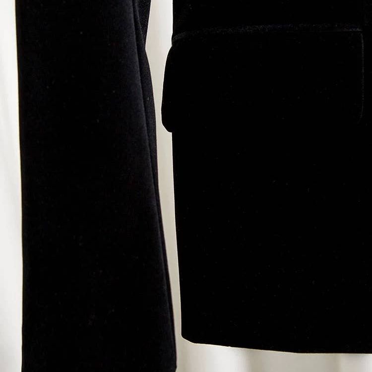 Velvet Double-Breasted Blazer for Women Autumn Winter