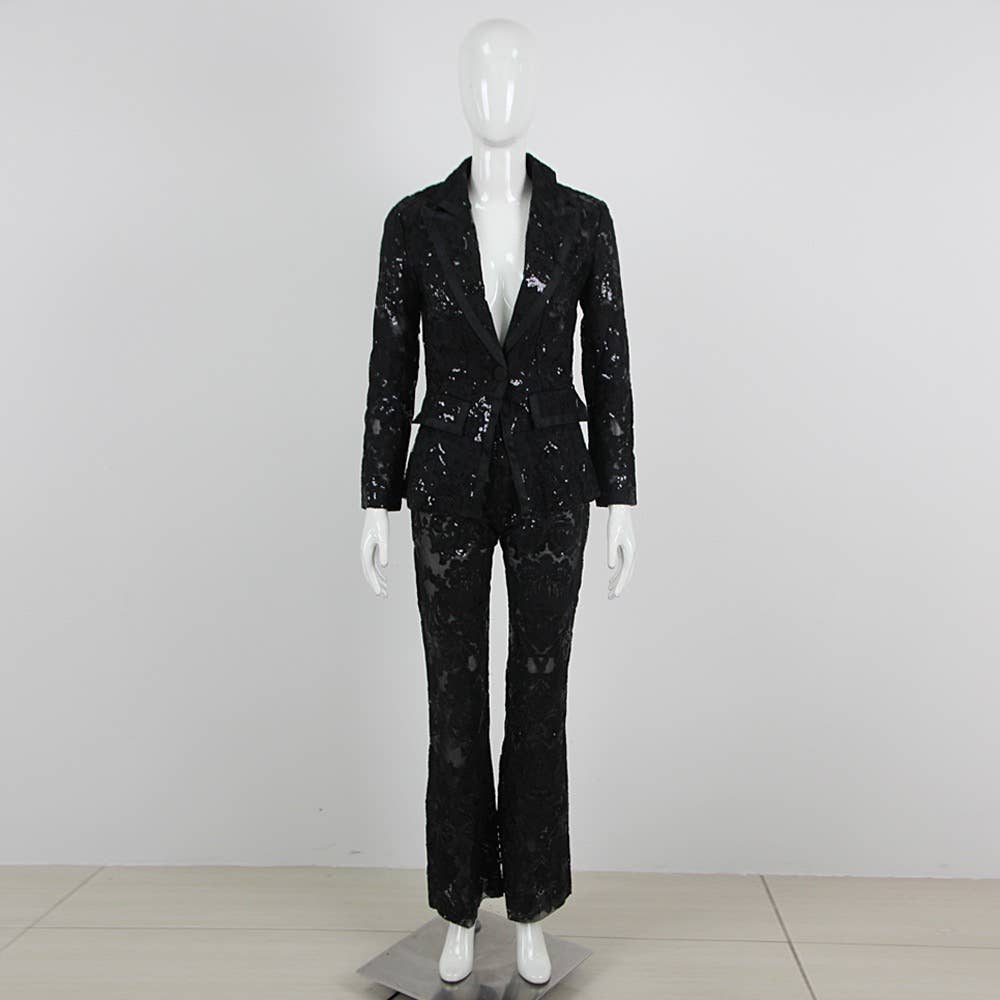 Glam Sequin Lace Suit: Business Meets Style