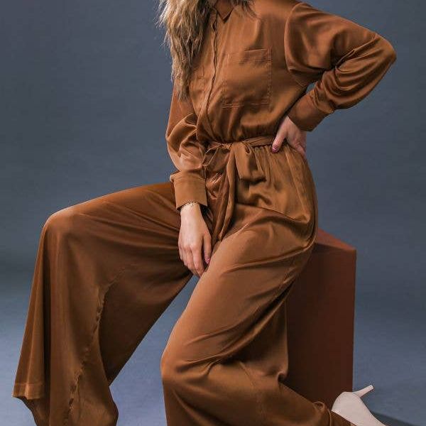 A solid woven jumpsuit