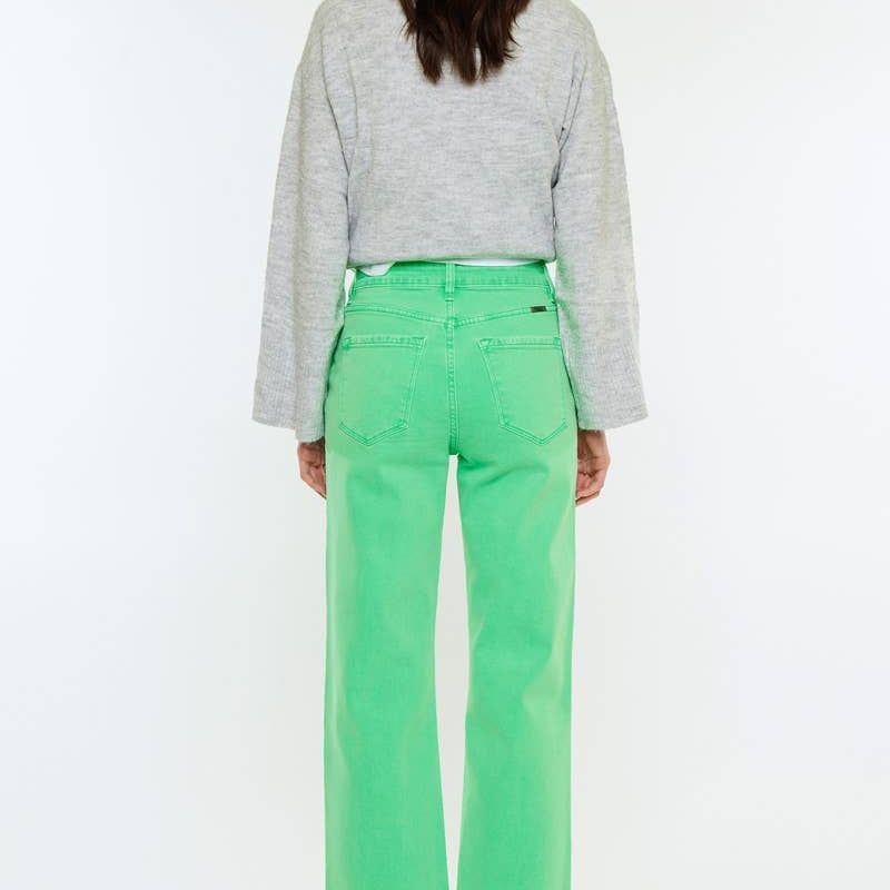 High Rise Slim Wide Leg Neon Green