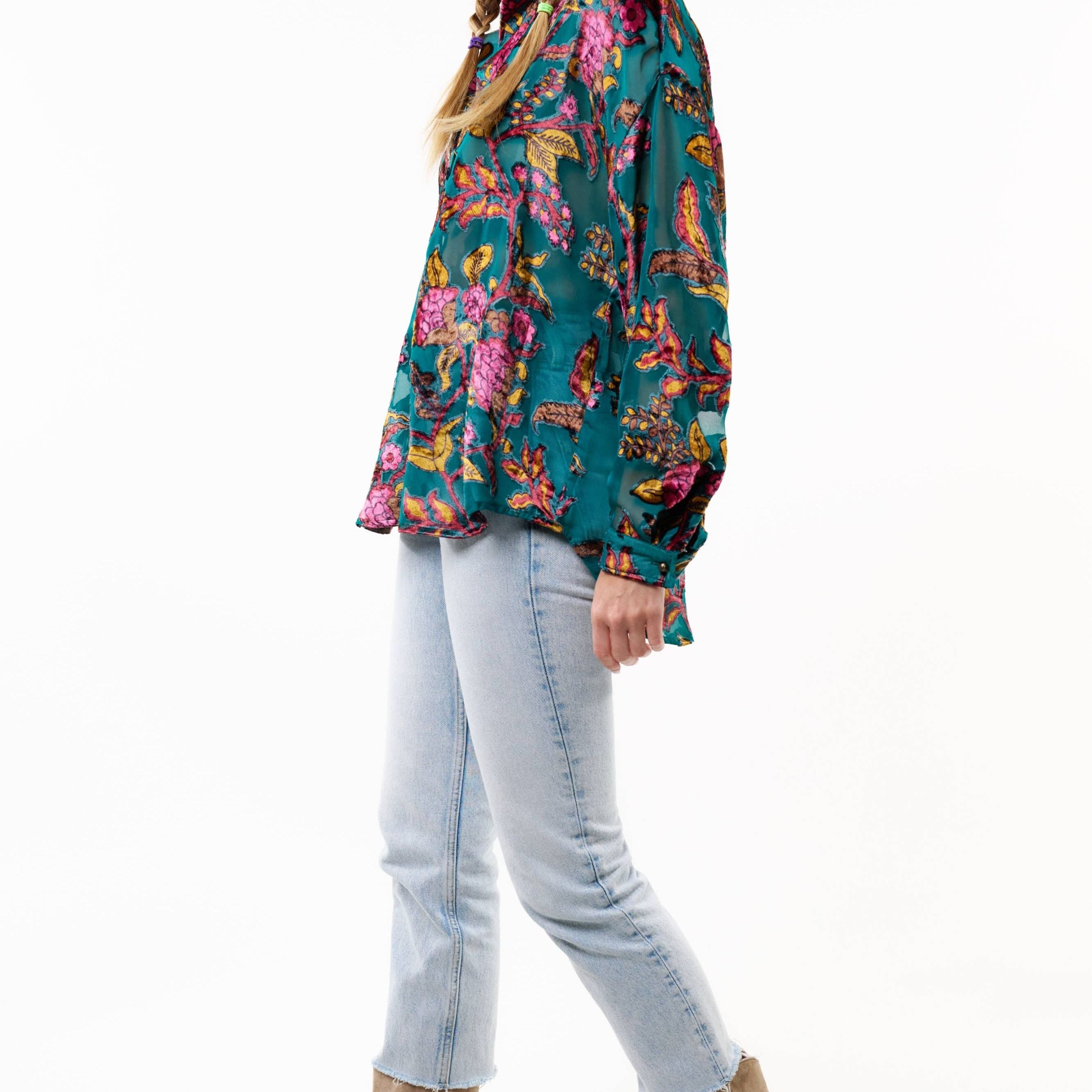 Holiday Jewels Burnout Velvet Blouse
