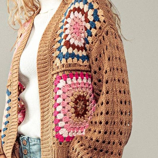 Burst of Color Patchwork Cardigan