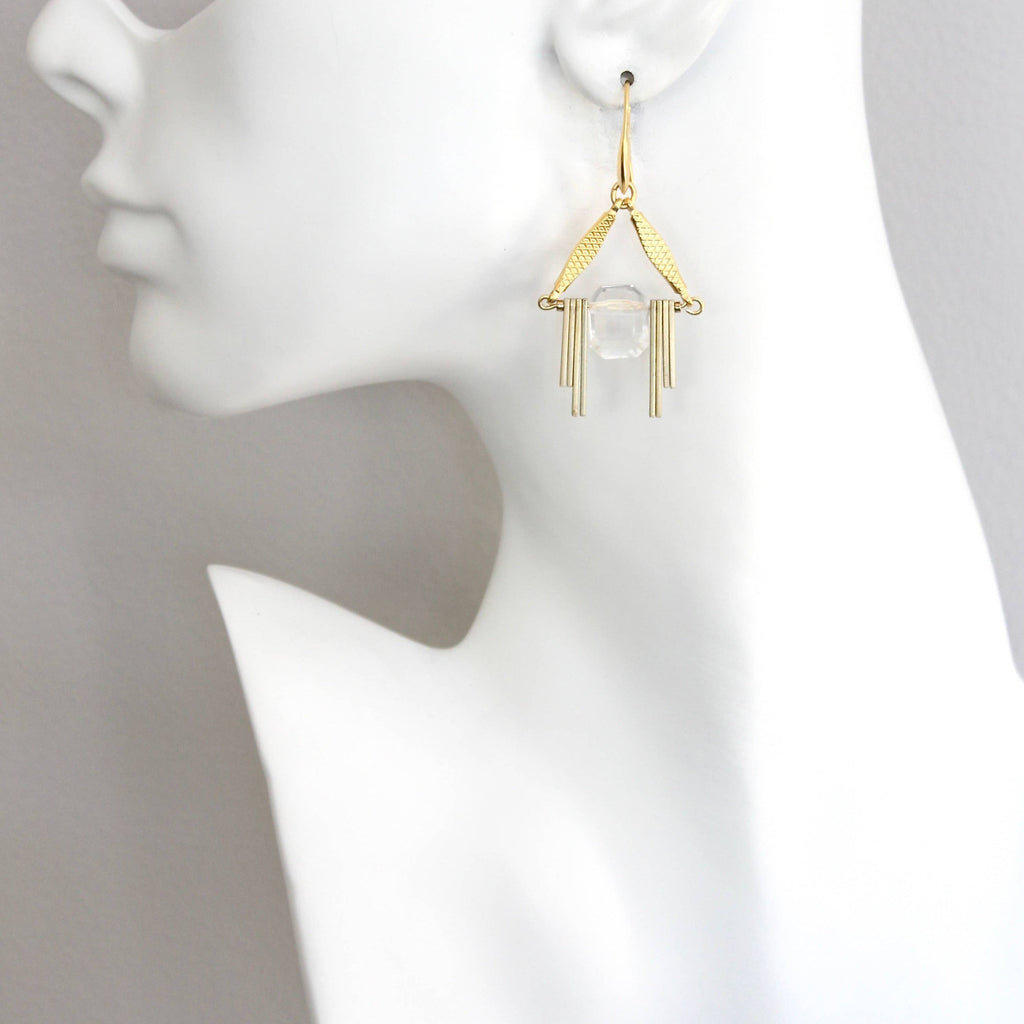 Acrylic and brass geometric earrings- ISLE20