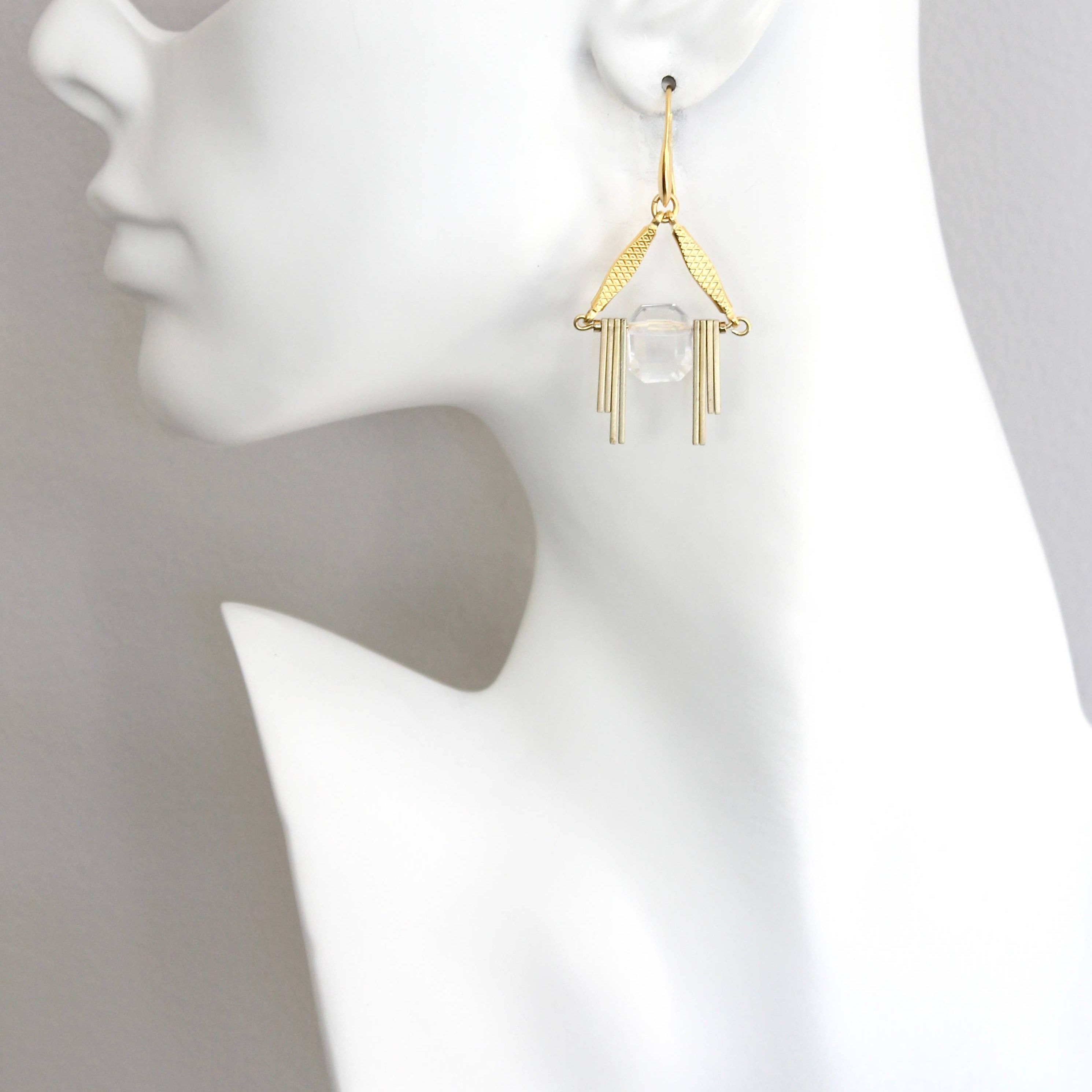 Acrylic and brass geometric earrings- ISLE20