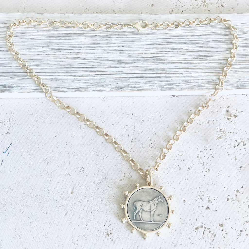 Matte gold horse coin jewelry 