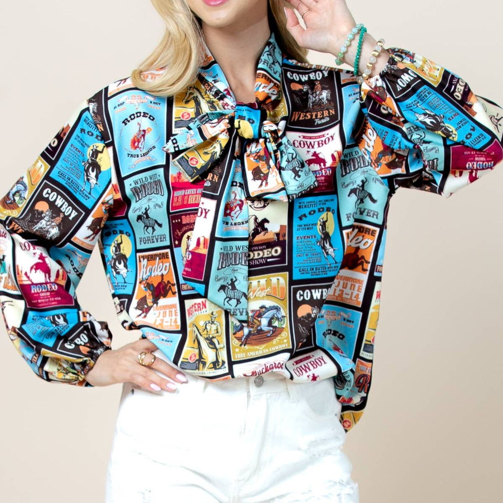 Sadia  Rodeo Stamp Print Graphic Blouse