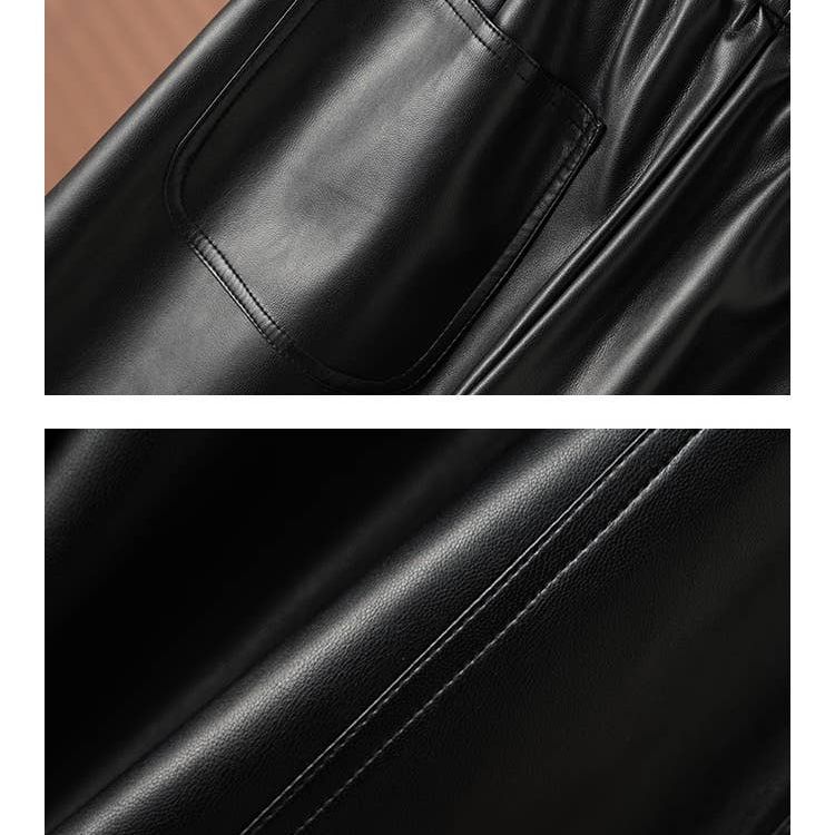 Autumn High-Waist PU Leather Wide-Leg Pants for Women