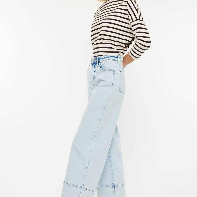 OPEN PACK HIGH RISE CROPPED WIDE LEG JEANS