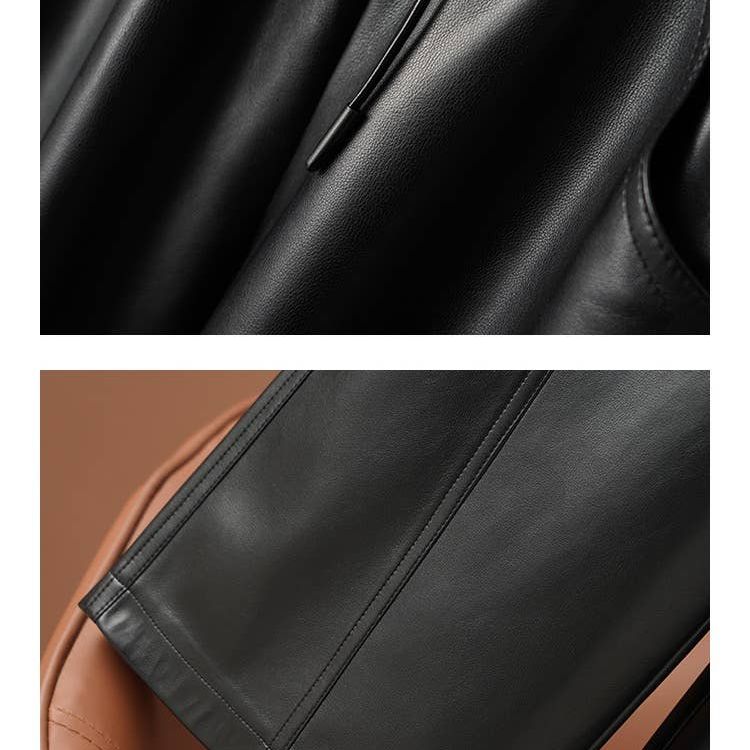 Autumn High-Waist PU Leather Wide-Leg Pants for Women
