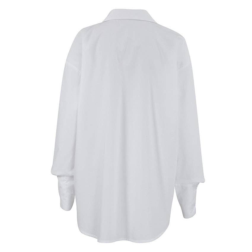 White Lapel Collar Botton Down Fit Daily Shirt