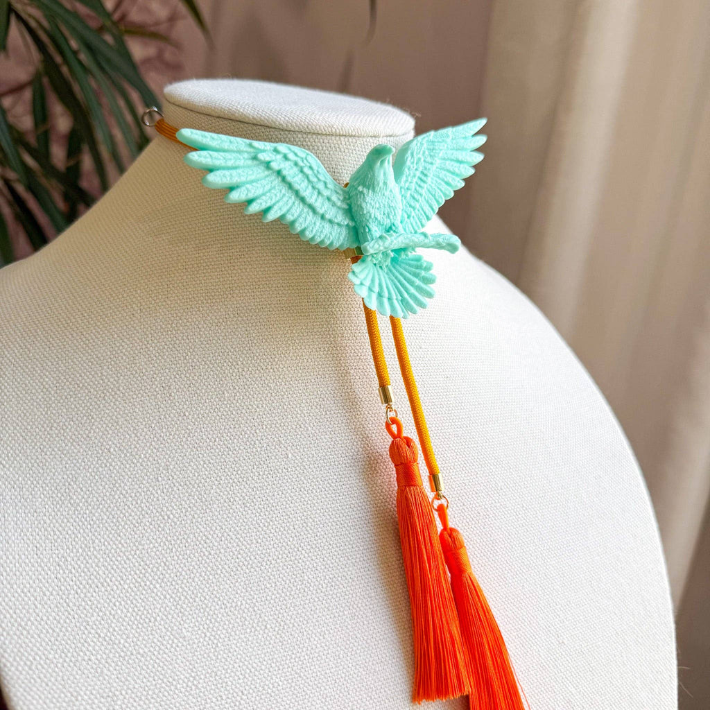 Eagle Bolo Turquoise with Golden Yellow & Orange