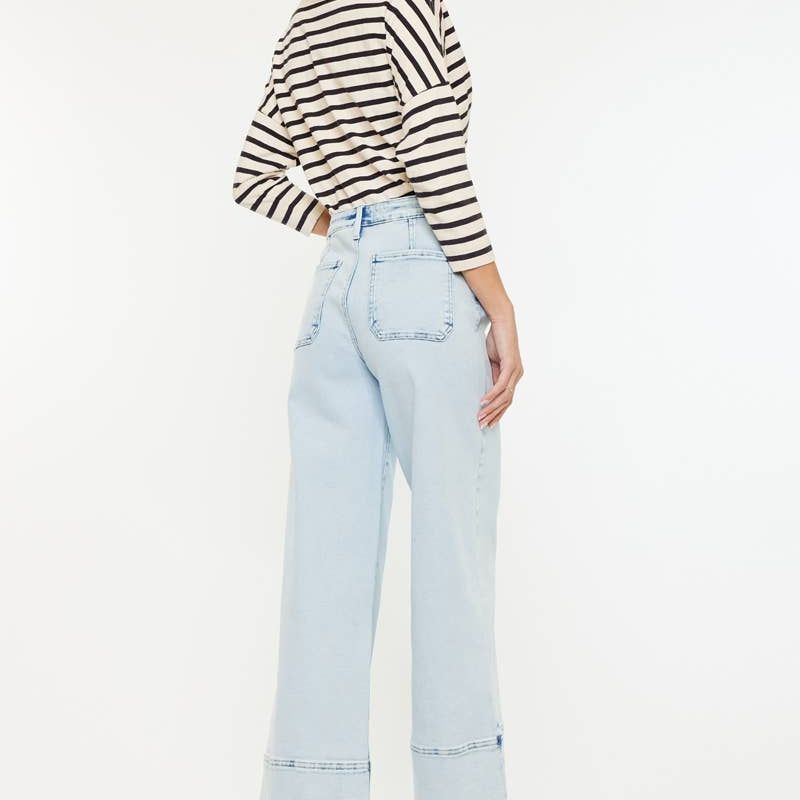 OPEN PACK HIGH RISE CROPPED WIDE LEG JEANS